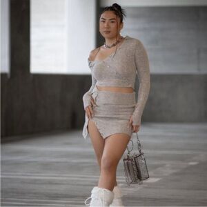 RUVE SELVA SWEATER MINI SKIRT WITH BUTTON DETAIL wool blend size extra small